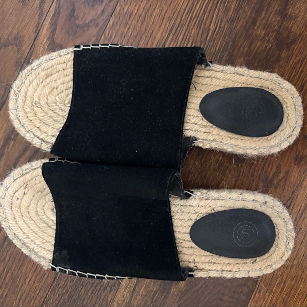 Black Espadrille Slide Sandals